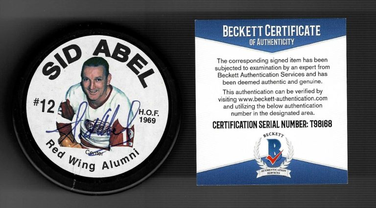 Sid Abel Signed Detroit Red Wings Alumni Photo Puck Beckett COA