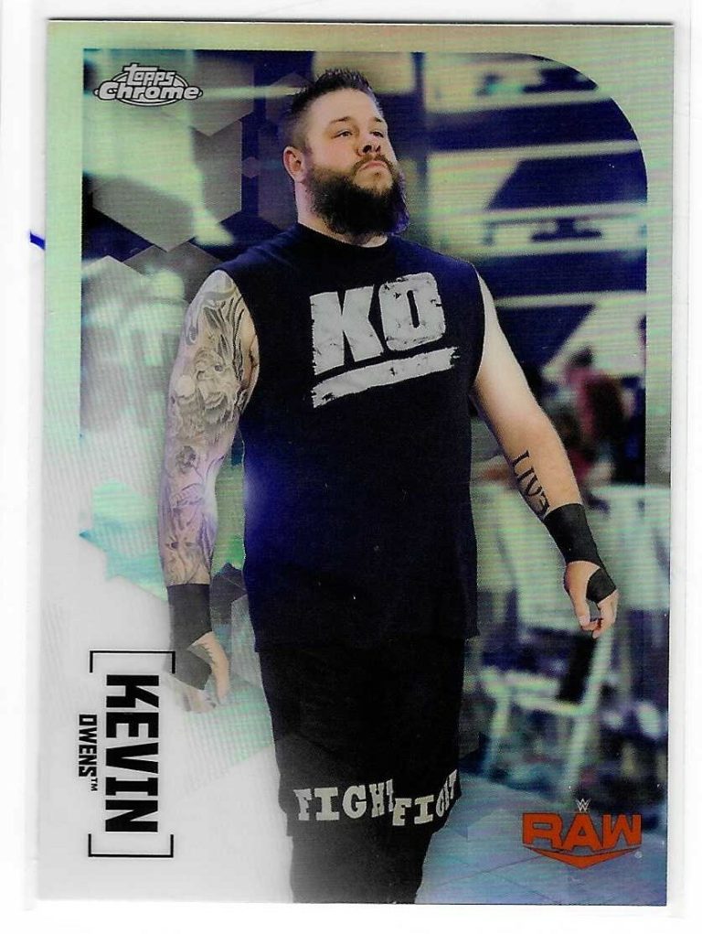 Kevin Owens 2020 Topps Chrome WWE Raw Refractor Card #37
