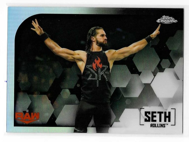 Seth Rollins 2020 Topps Chrome WWE Raw Refractor Card #58