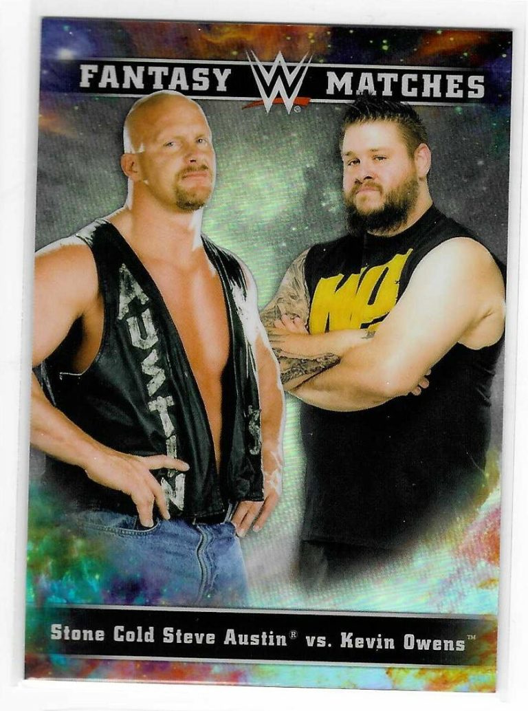 Steve Austin vs Kevin Owens 2020 Topps Chrome WWE Fantasy Matches Card FM-19