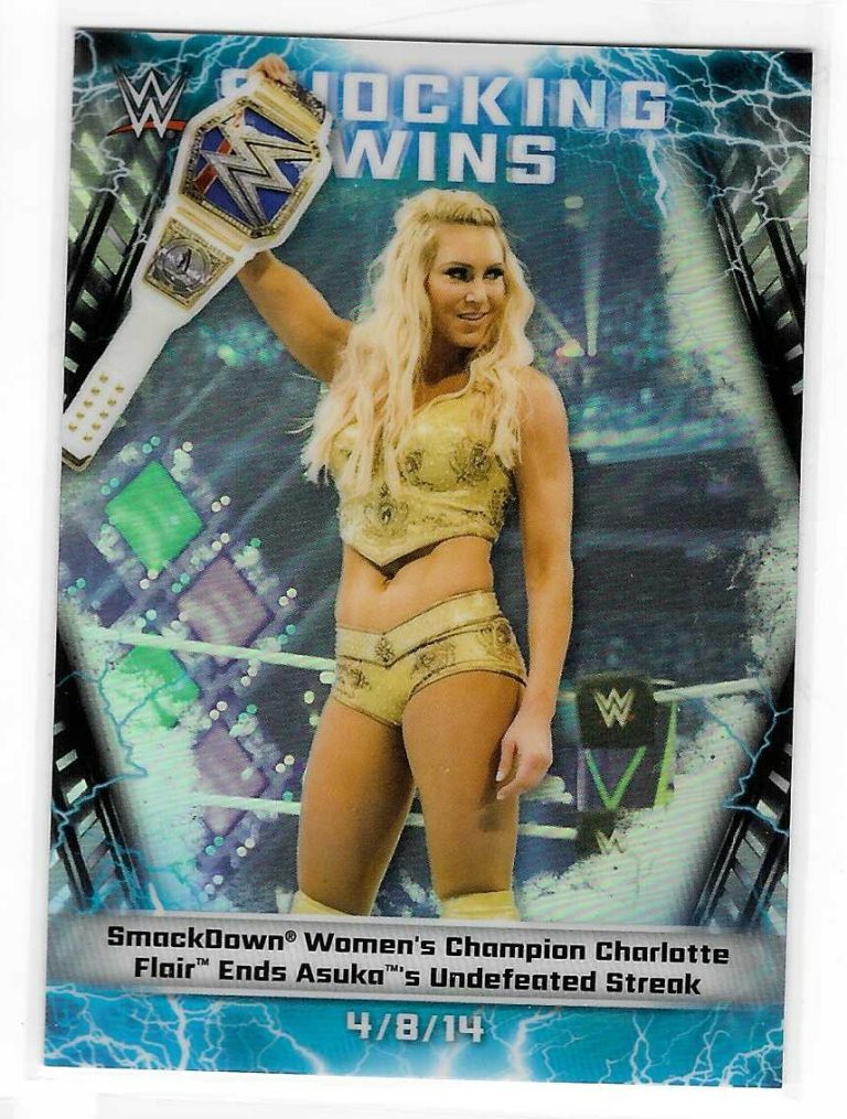 Charlotte Flair 2020 Topps Chrome WWE Shocking Wins Card SW-21