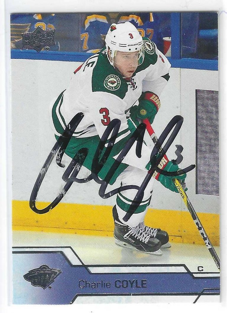Charlie Coyle Signed 2016/17 Upper Deck Card #343 Minnesota Wild