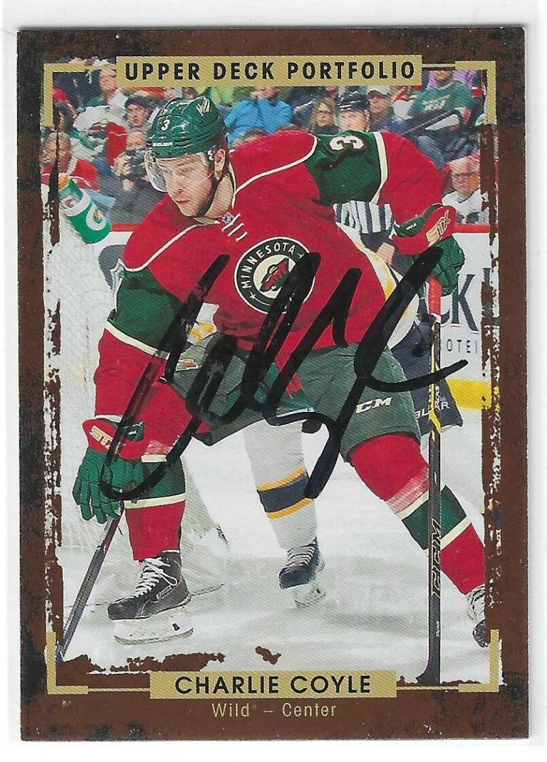 Charlie Coyle Signed 2015/16 Upper Deck Portfolio Card #125 Minnesota Wild