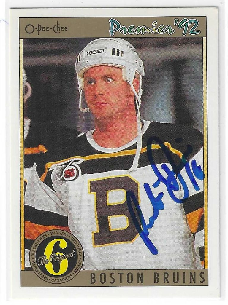 Peter Douris Signed 1991/92 O-Pee-Chee Premier Card #141 Boston Bruins