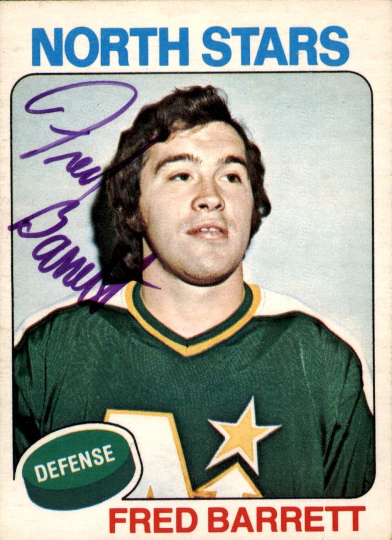 Fred Barrett Signed 1975-76 O-Pee-Chee Card #124 Minnesota North Stars