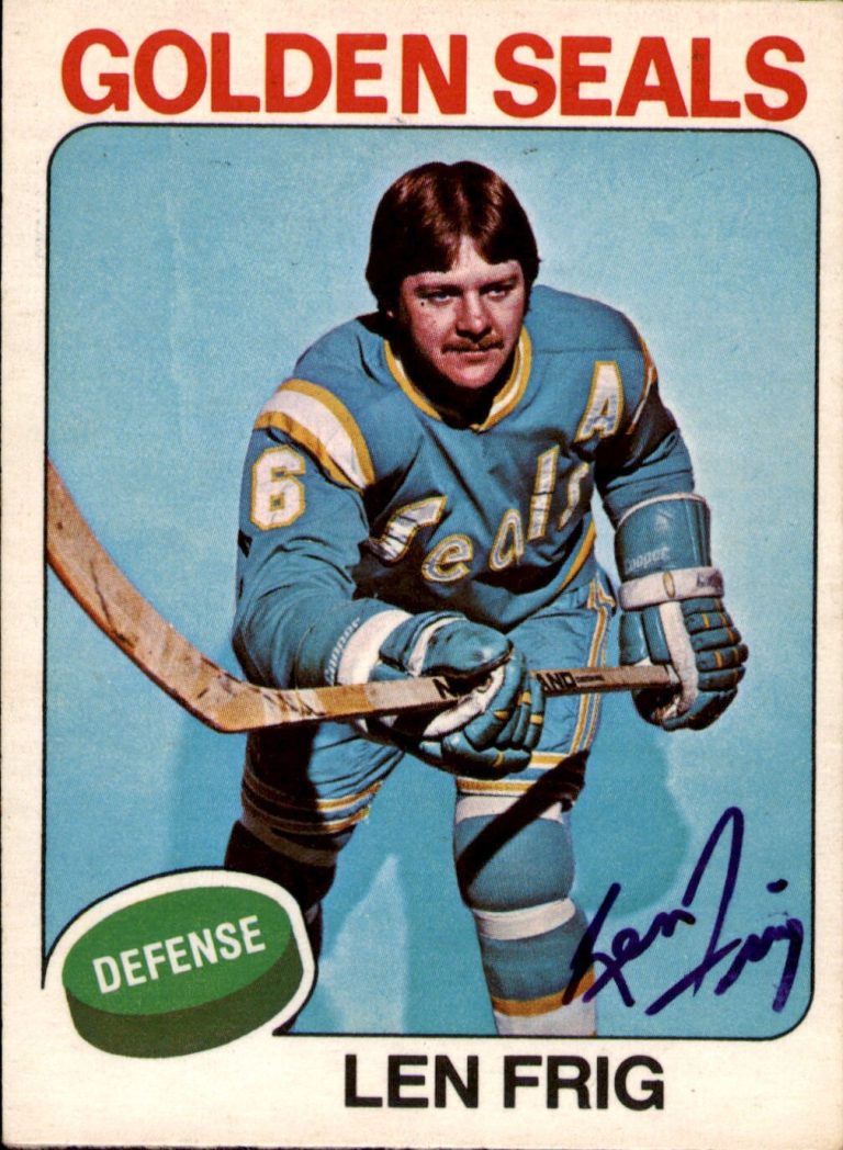 Len Frig Signed 1975-76 O-Pee-Chee Card #174 California Golden Seals
