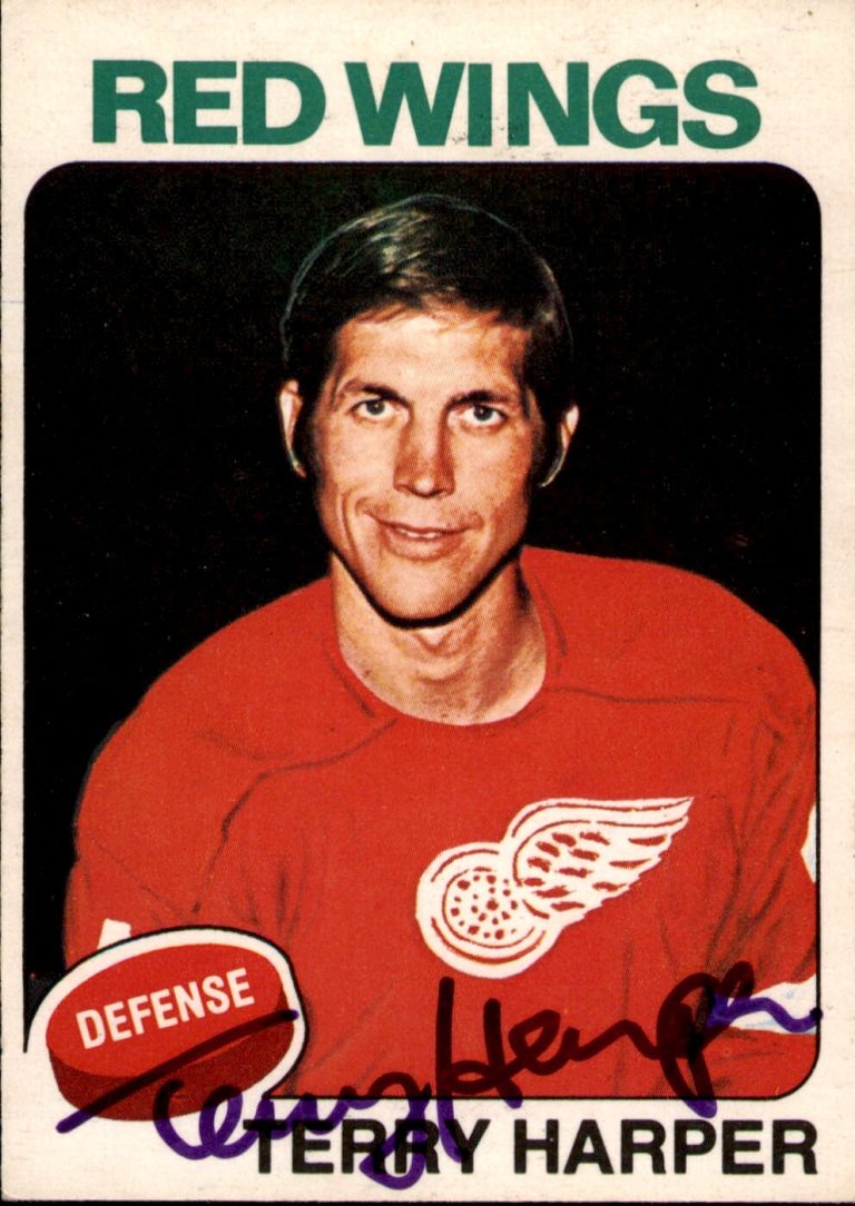 Terry Harper Signed 1975-76 O-Pee-Chee Card #255 Detroit Red Wings