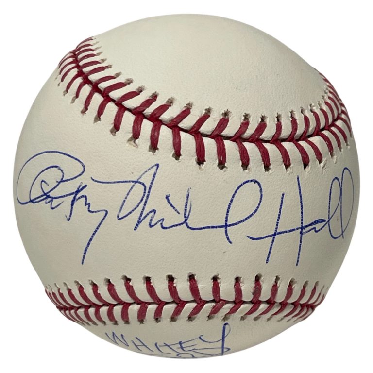 Anthony Michael Hall Signed Rawlings ROMLB Baseball JSA COA Whitey Ford A