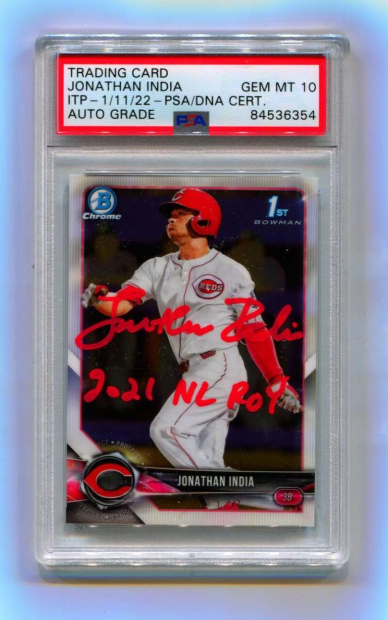 Jonathan India 2018 Bowman Chrome Draft 1st Signed 2021 NL ROY PSA 10 Auto ITP