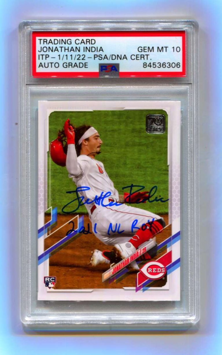 Jonathan India 2021 Topps Update Image Variation SP Signed ROY PSA 10 Auto ITP