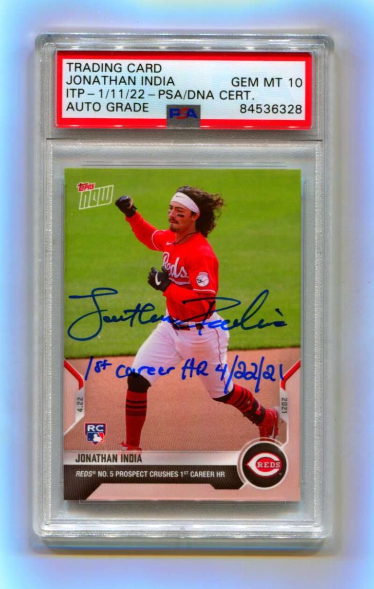 Jonathan India 2021 Topps Now #112 Signed 1st Career HR 4/22/21 PSA 10 Auto ITP