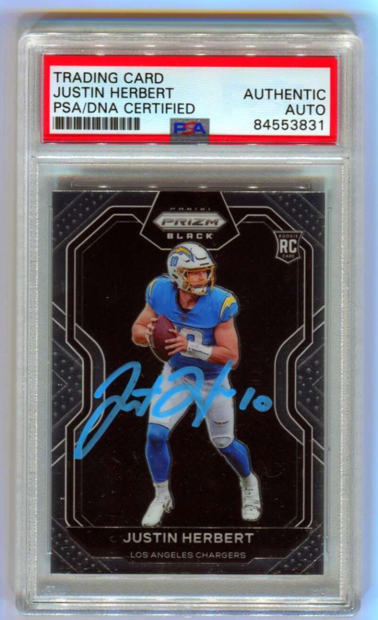 Justin Herbert 2020 Chronicles Prizm Black PB-3 Rookie RC Signed Auto PSA DNA