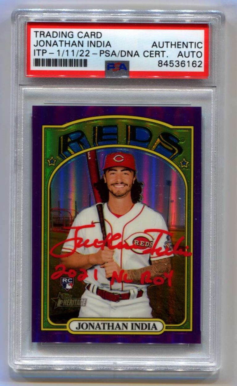Jonathan India 2021 Heritage High Number Purple RC NL ROY Signed Auto PSA ITP