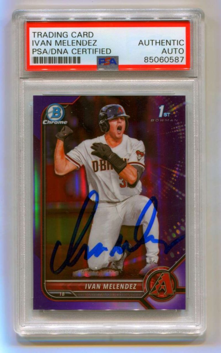 Ivan Melendez 2022 Bowman Chrome Draft Purple Refractor /250 Signed PSA Auto