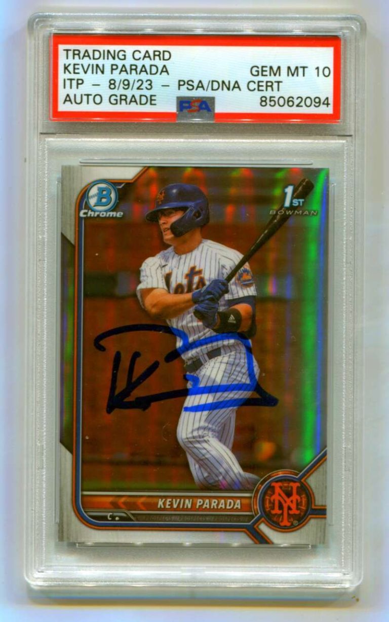 Kevin Parada 2022 Bowman Chrome Draft 1st Prospect Refractor Signed PSA 10 Auto