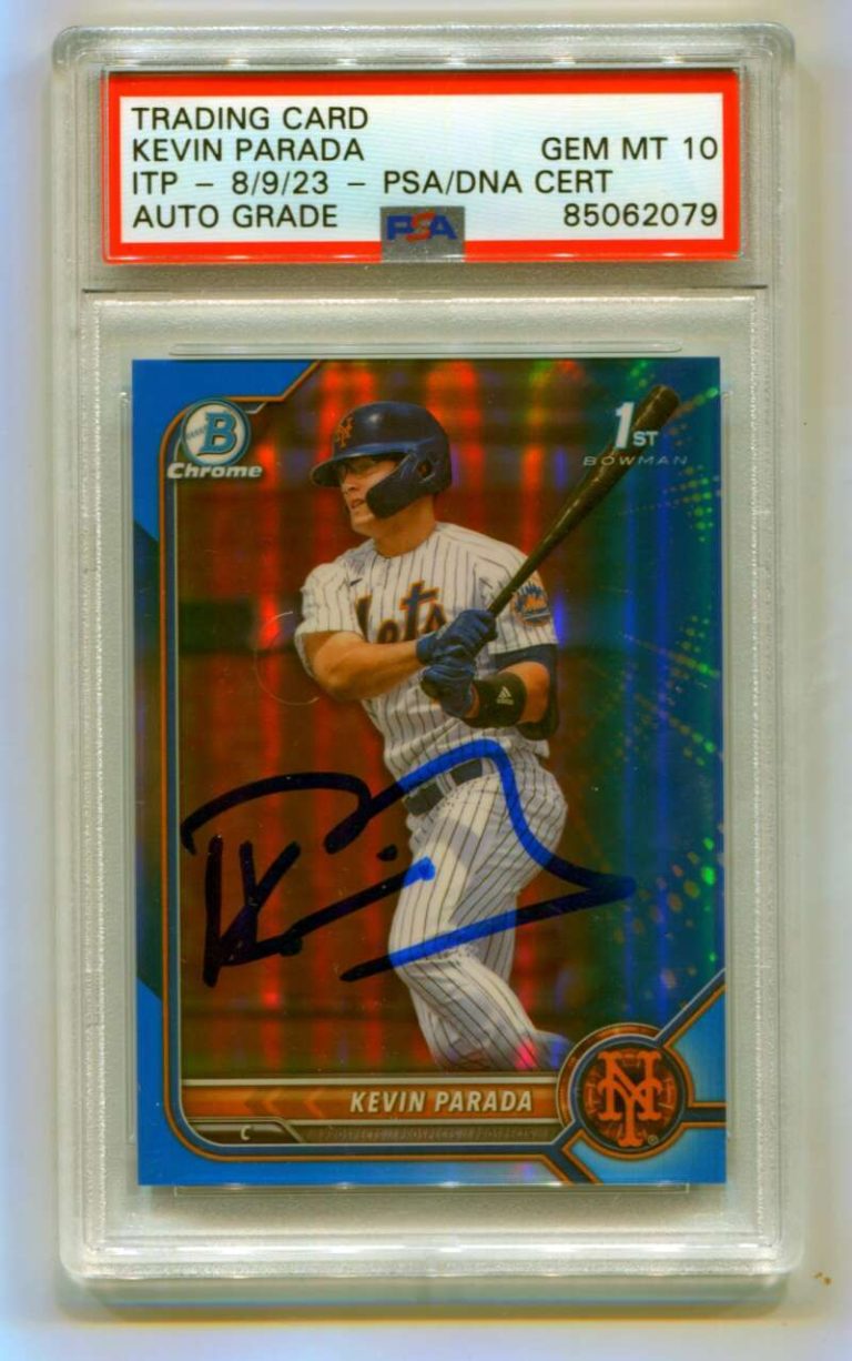 Kevin Parada 2022 Bowman Chrome Draft Blue Refractor /150 Signed PSA 10 Auto