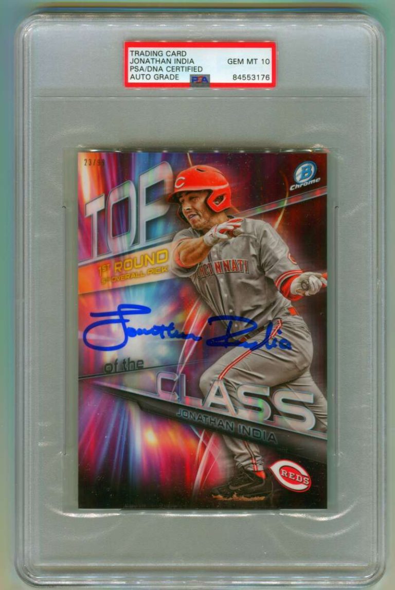 Jonathan India 2018 Bowman Chrome Draft Box Topper 23/99 Signed PSA 10 Auto RC