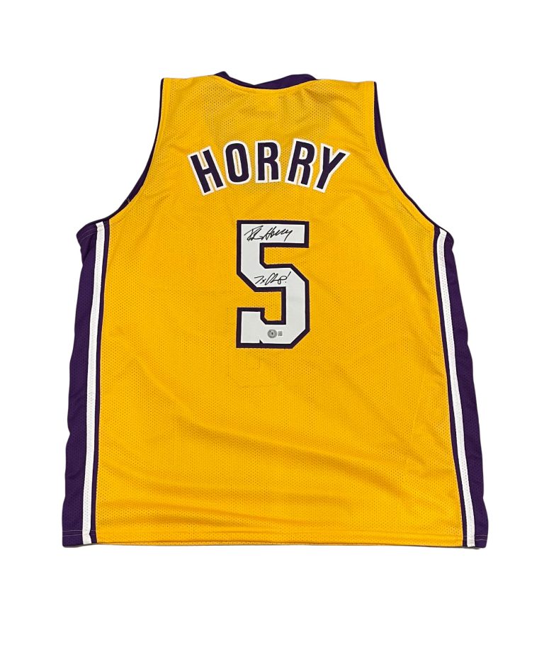 Robert Horry Signed Lakers Custom Jersey w/ 7x Champ Beckett Witness BAS COA