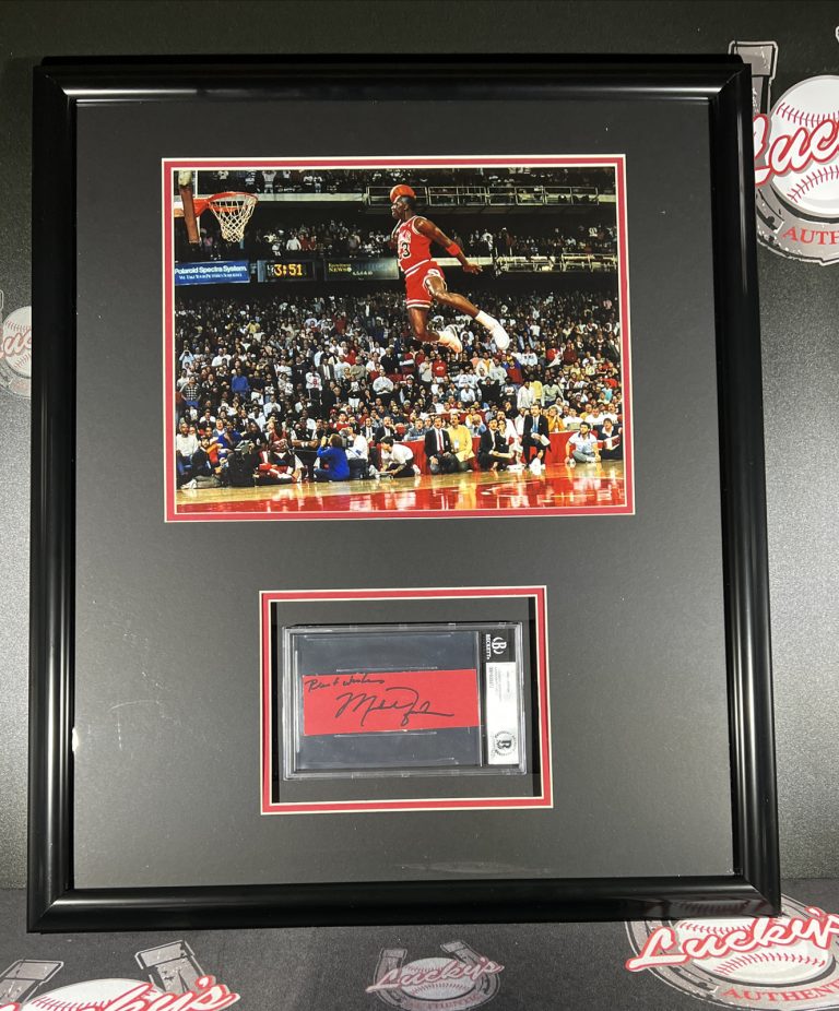 Michael Jordan Signed Inscribed Cut Rookie Sig Beckett BSA 10 Auto Framed Photo