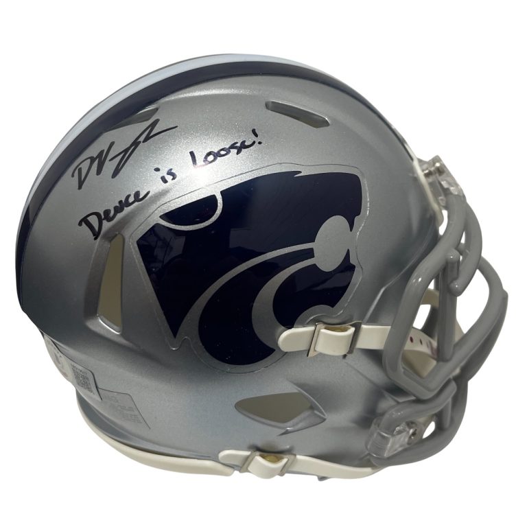 Deuce Vaughn Signed Kansas State KSU Mini Helmet w/ Deuce is Loose! BAS COA