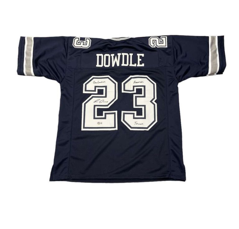 Rico Dowdle Signed Dallas Cowboys Custom Jersey w/ 2 Insc Beckett W BAS COA