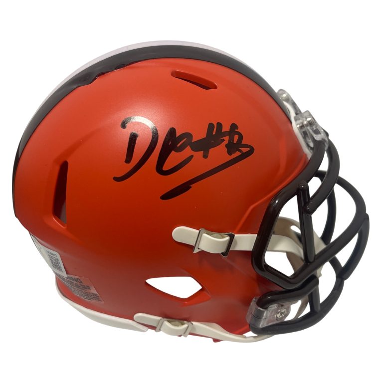 David Njoku Signed Cleveland Browns Speed Mini Helmet Beckett Witness BAS COA