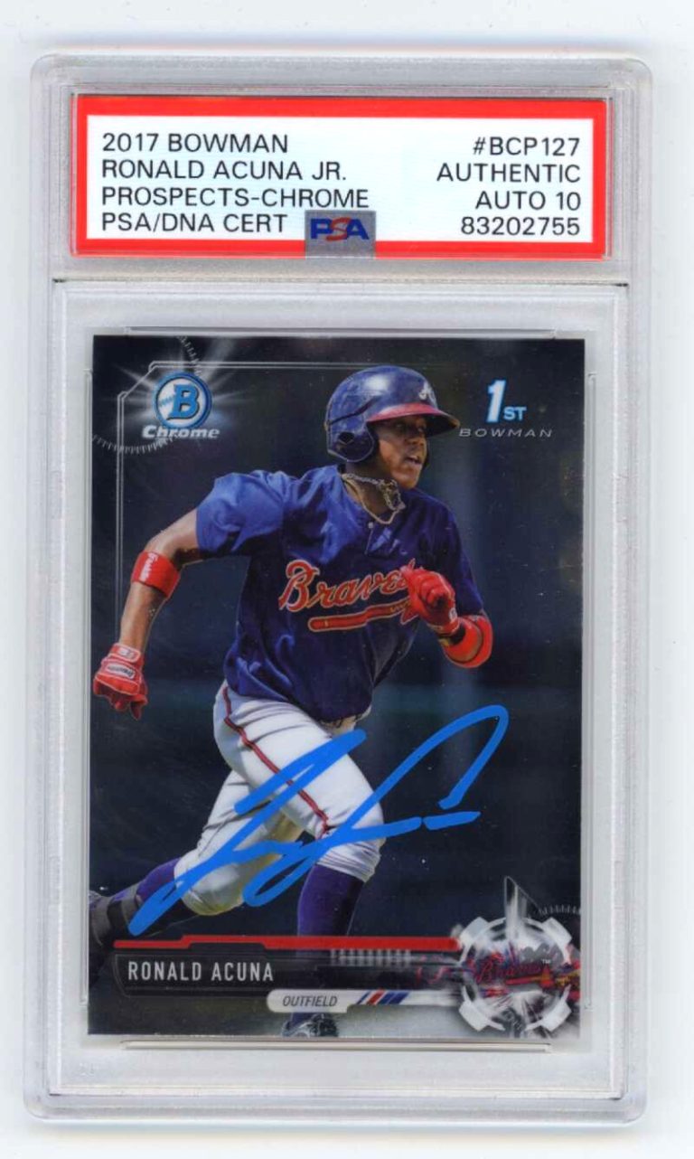 Ronald Acuna Jr 2017 Bowman Chrome #BCP-127 1st Rookie Signed 10 Auto PSA DNA
