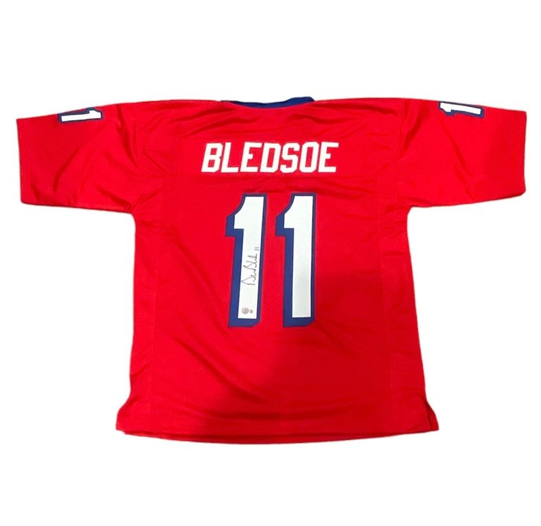 Drew Bledsoe Signed New England Patriots Custom Jersey Beckett BAS COA