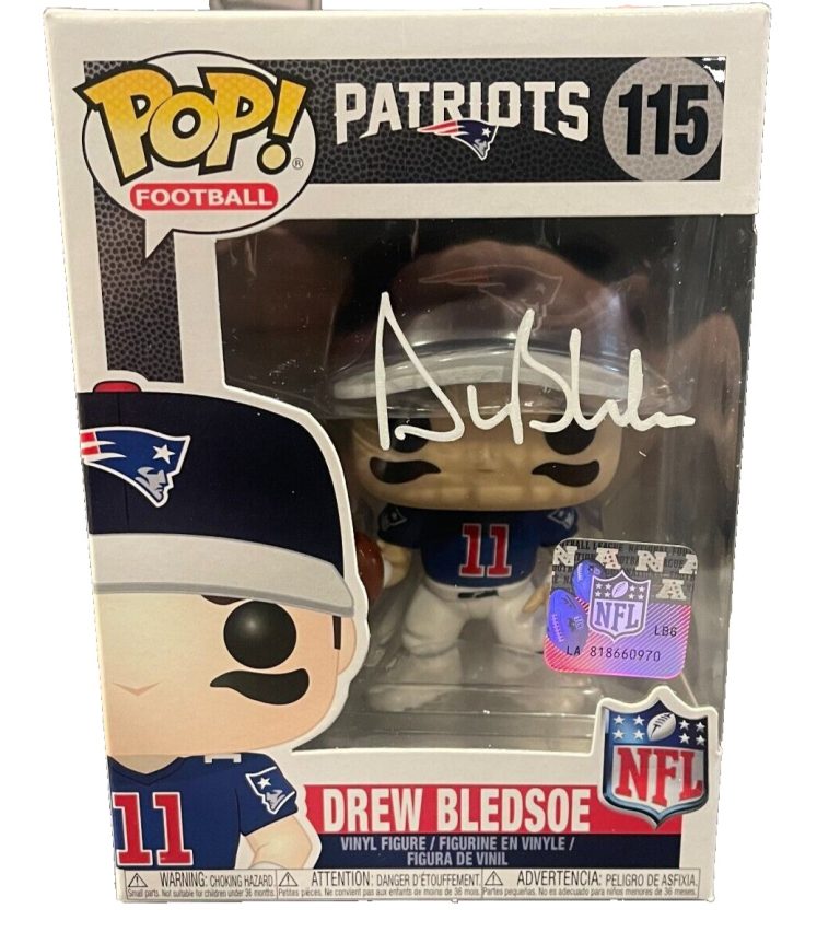 Drew Bledsoe Signed Auto Autographed Funko Pop #115 Beckett Witness BAS COA