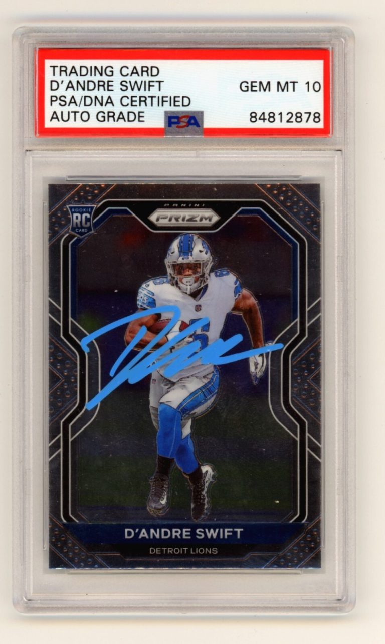 D'Andre Swift 2020 Panini Prizm 358 Rookie RC Signed PSA 10 Auto Gem Lions Bears