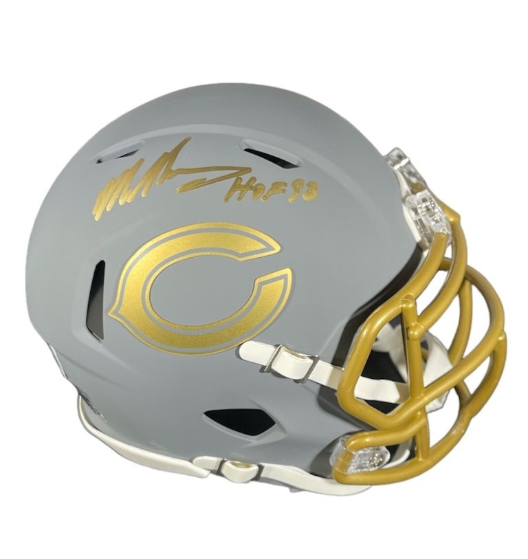 Mike Singletary Signed Bears Slate Mini Helmet HOF 98 Beckett Witness BAS COA