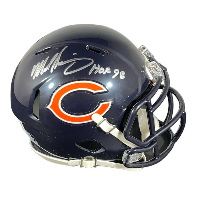 Mike Singletary Signed Chicago Bears Mini Helmet HOF 98 Beckett Witness BAS COA