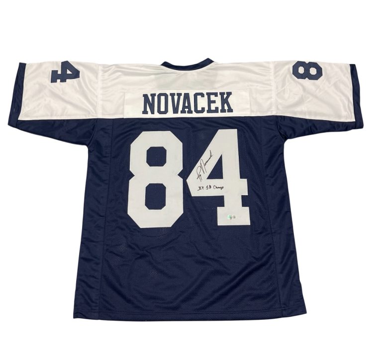 Jay Novacek Signed Dallas Cowboys Custom Jersey w/ 3 SB Champs Beckett W BAS COA