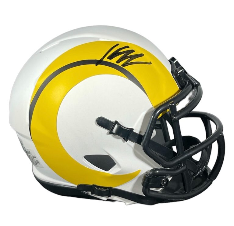 Kyren Williams Signed LA Rams Lunar Mini Helmet Beckett Witness BAS COA
