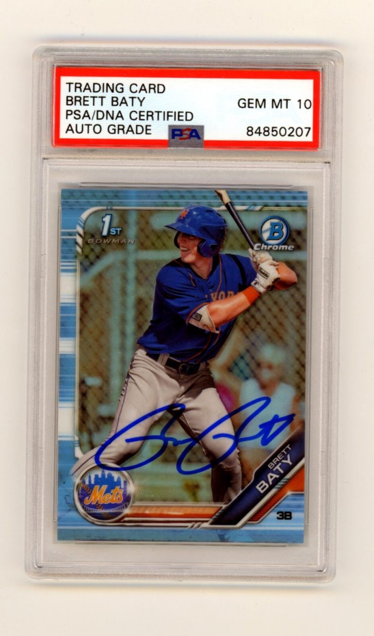 Brett Baty 2019 Bowman Chrome Draft 1st Sky Blue Refractor Signed PSA 10 Auto RC