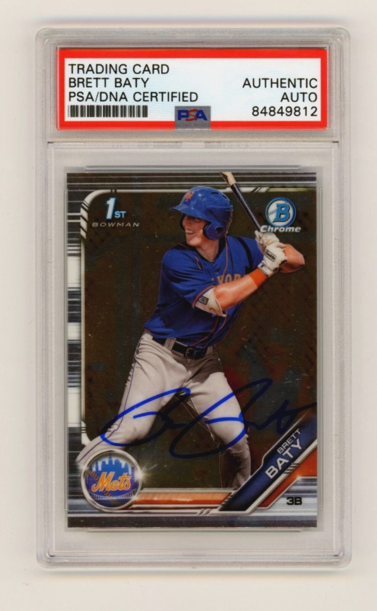 Brett Baty 2019 Bowman Chrome Draft 1st Prospect Signed Authentic PSA Auto Mets