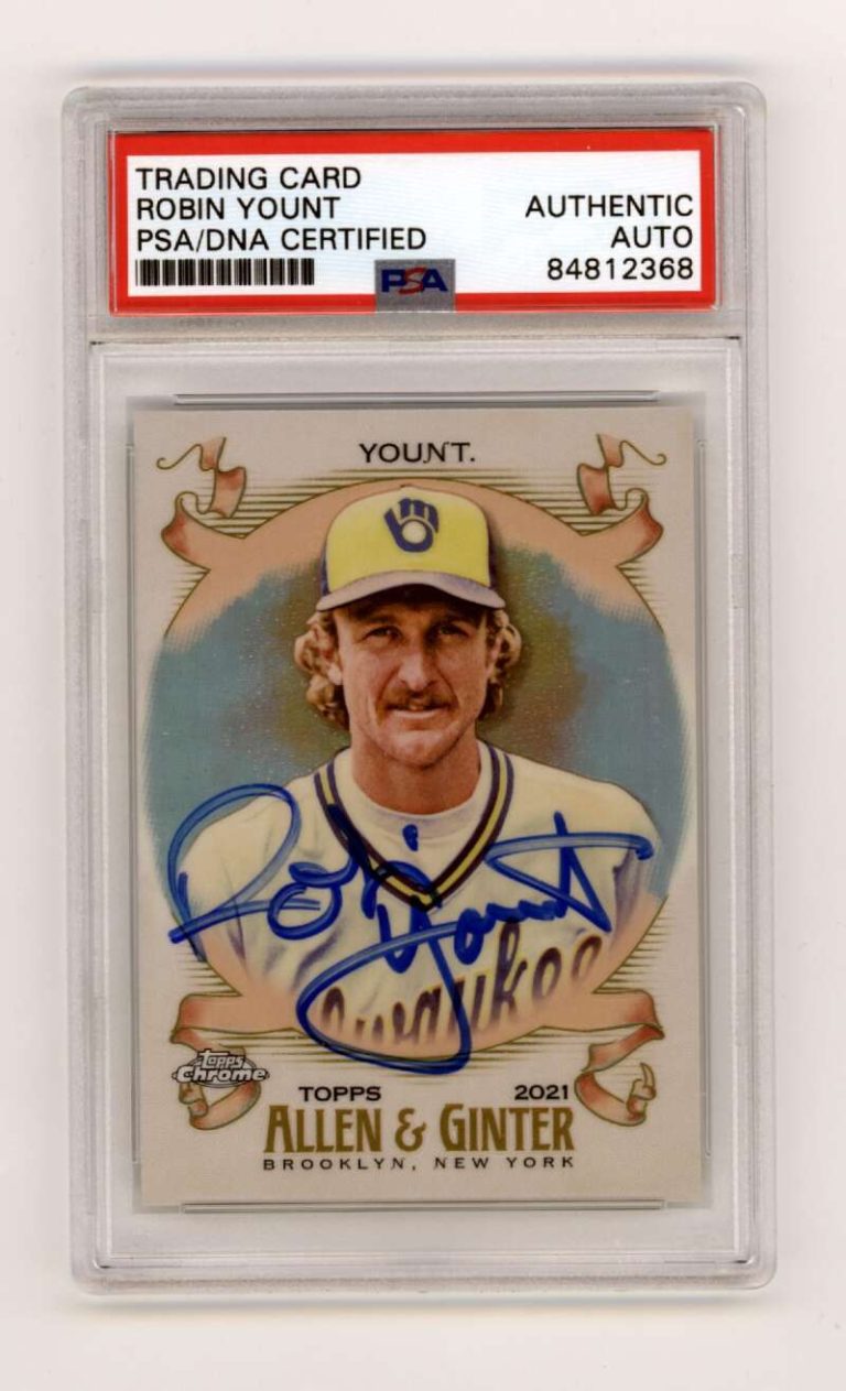 Robin Yount 2021 Topps Chrome Allen & Ginter Refractor Signed PSA Authentic Auto