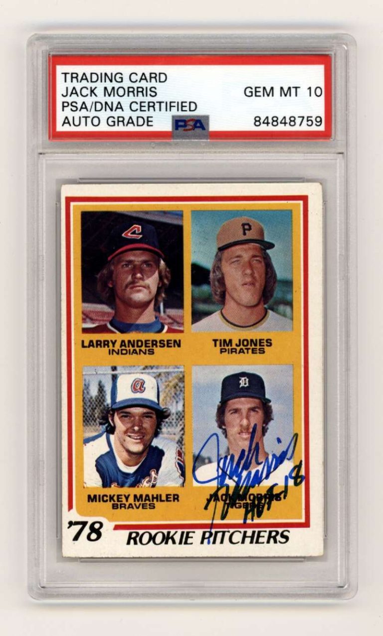 Jack Morris 1978 Topps #703 Rookie RC w/ HOF 18 Insc Signed PSA 10 Auto Tigers
