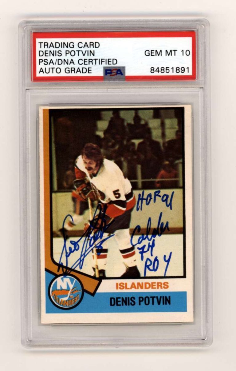 Dennis Potvin 1974-75 O-Pee-Chee OPC 195 RC w/ HOF + ROY Ins Signed PSA 10 Auto