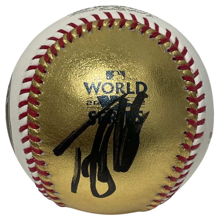 Trey Mancini Signed Auto Gold LE 2022 World Series Baseball Beckett BAS COA C