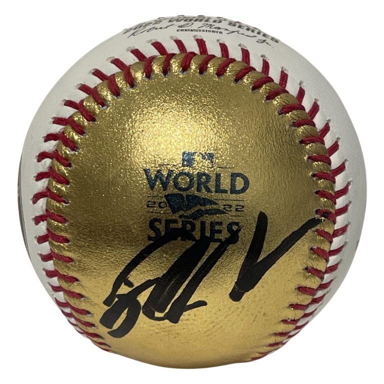 Trey Mancini Signed Auto Gold LE 2022 World Series Baseball Beckett BAS COA B