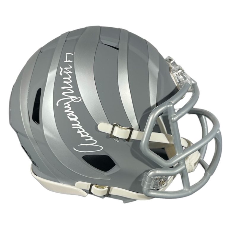 Anthony Munoz Signed Bengals Slate Mini Helmet Beckett Witness BAS COA