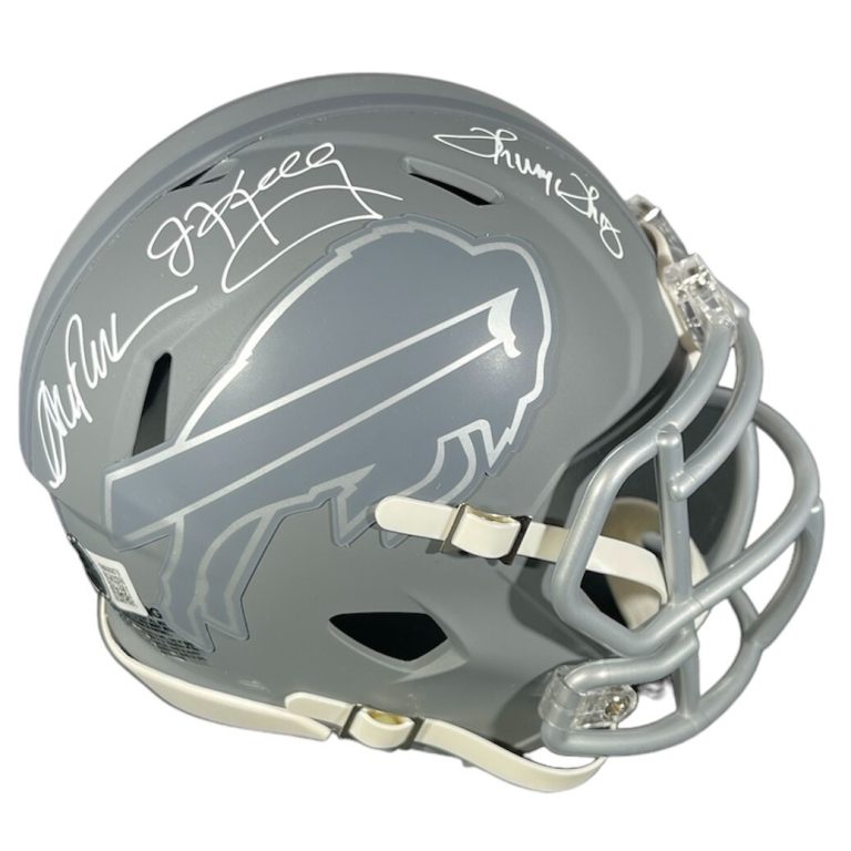 Kelly Reed Thomas Triple Signed Bills Slate Mini Helmet Beckett Wit BAS COA