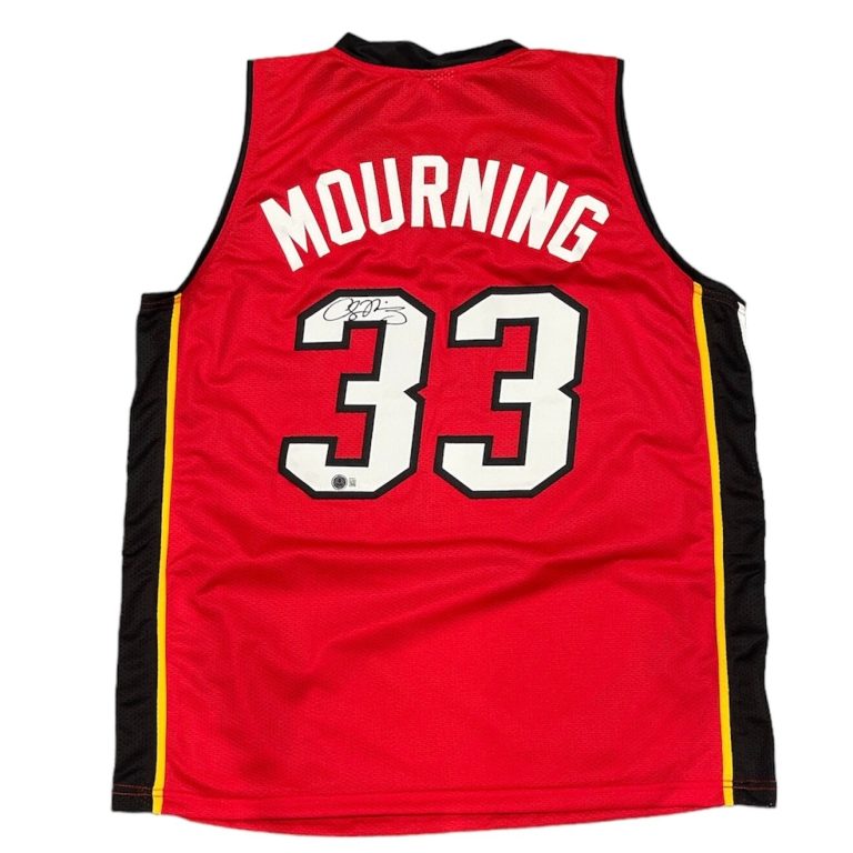 Alonzo Mourning Signed Miami Heat Custom Jersey Beckett Witness BAS COA