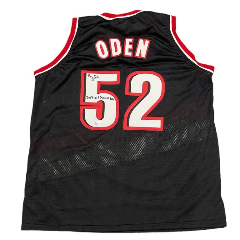 Greg Oden Signed Portland Custom Jersey w/ #1 Pick Beckett Witness BAS COA
