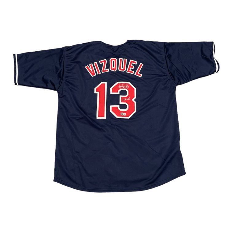 Omar Vizquel Signed Cleveland Custom Jersey w/ 11x GG Beckett Witness BAS COA