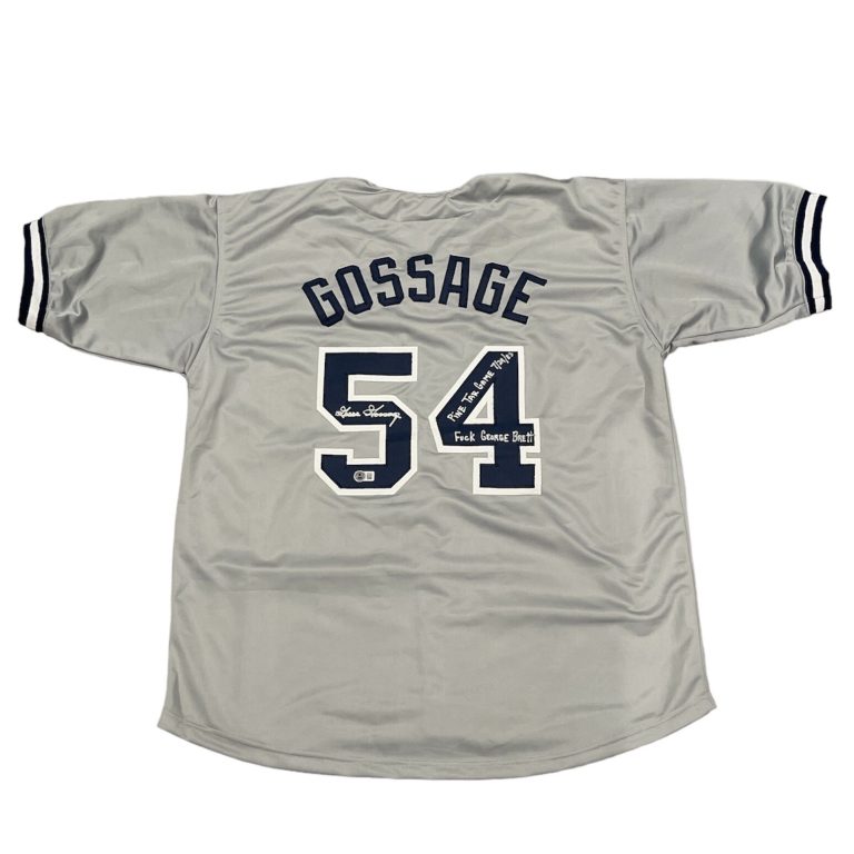 Goose Gossage Signed Yankees Custom Jersey F Brett Pine Tar Insc Beckett BAS COA