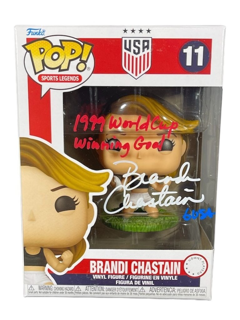 Brandi Chastain Signed Auto USA Funko Pop 99 WC Wining Goal Beckett BAS COA RWB