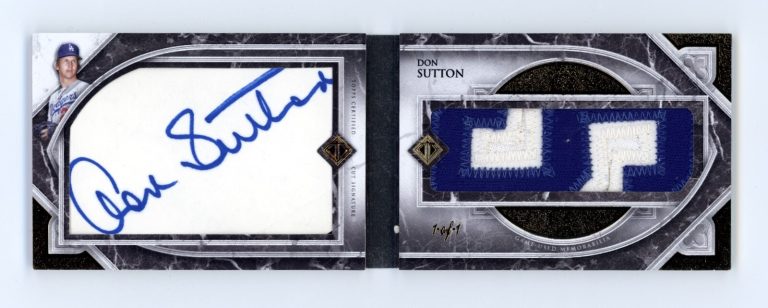 Don Sutton 2023 Topps Transcendent Collection Booklet Letter Patch Cut Auto #1/1