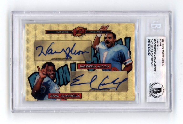Warren Moon & Earl Campbell 2024 Hits BOOM Super #1/1 Dual Signed BGS BAS Auto